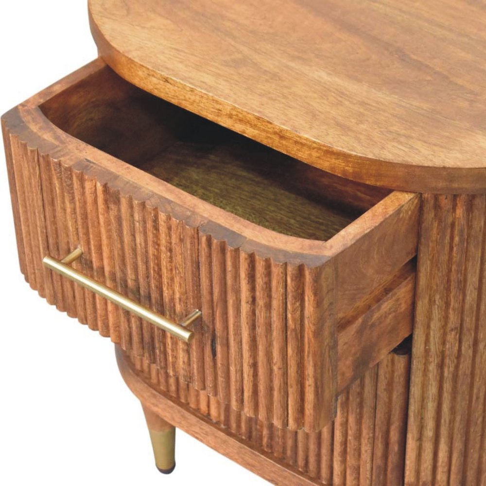 22" Amber Solid Wood Ribbed Texture Two Drawer Nightstand
