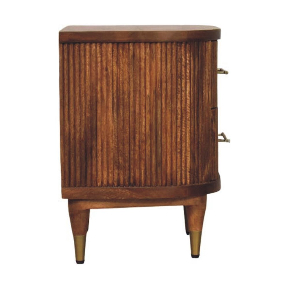22" Amber Solid Wood Ribbed Texture Two Drawer Nightstand — view 6