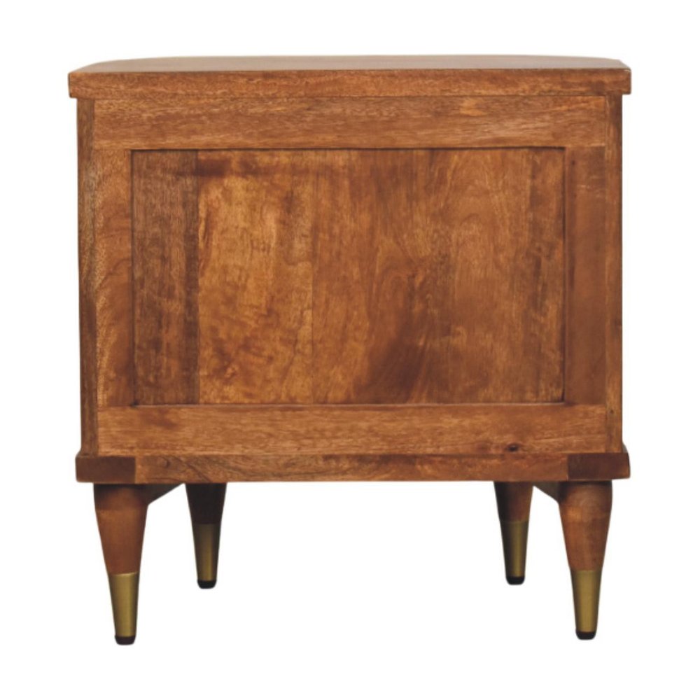 22" Amber Solid Wood Ribbed Texture Two Drawer Nightstand — view 7