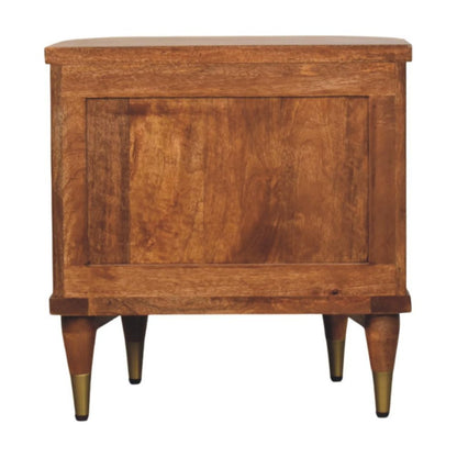22" Amber Solid Wood Ribbed Texture Two Drawer Nightstand