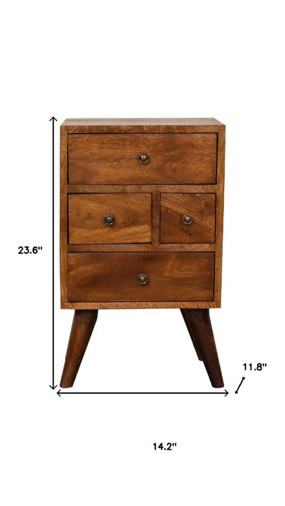 24" Brown Solid Wood Two Drawer Nightstand HomeRoots