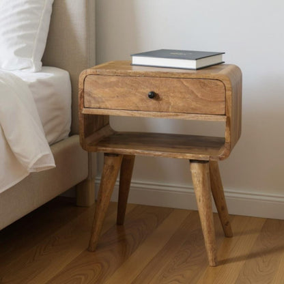 22" Brown Solid Wood Two Drawer Nightstand