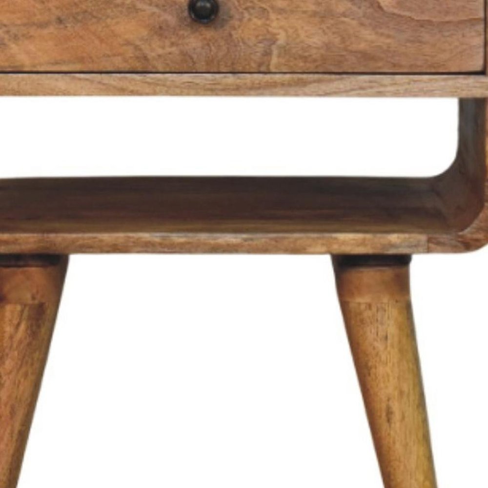 22" Brown Solid Wood Two Drawer Nightstand