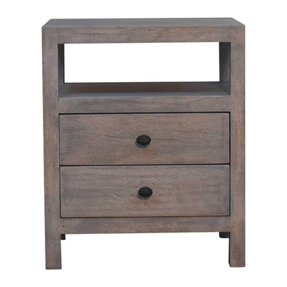 24" Ash Gray Solid Wood Distressed Two Drawer Nightstand HomeRoots