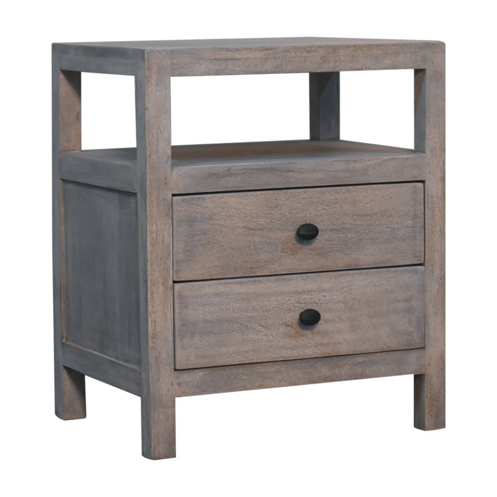 24" Ash Gray Solid Wood Distressed Two Drawer Nightstand HomeRoots