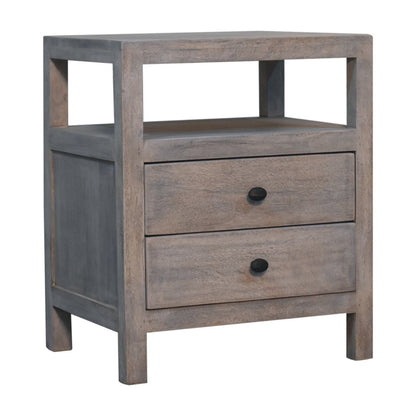 24" Ash Gray Solid Wood Distressed Two Drawer Nightstand HomeRoots