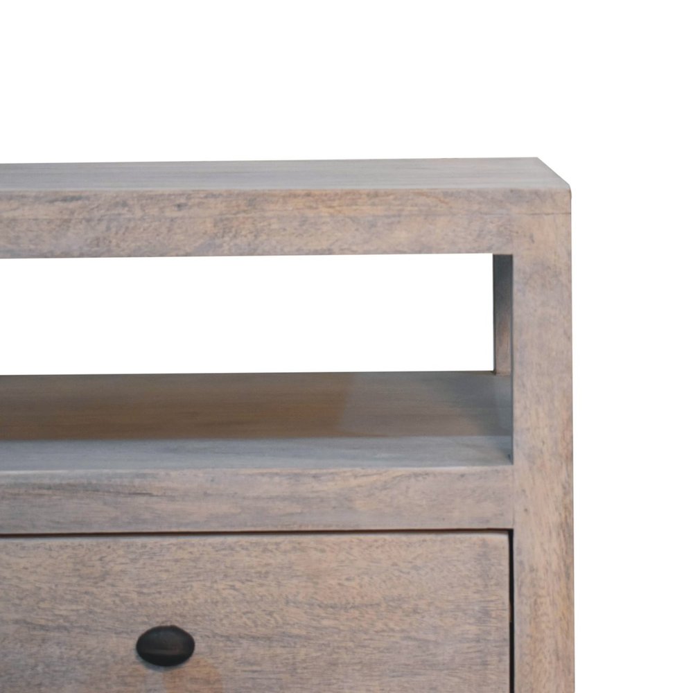 24" Ash Gray Solid Wood Distressed Two Drawer Nightstand — view 5