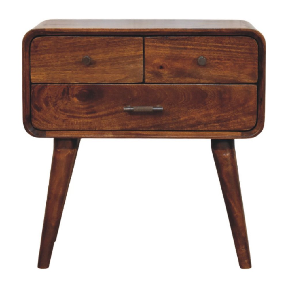 22" Chestnut Solid Wood Three Drawer Nightstand HomeRoots