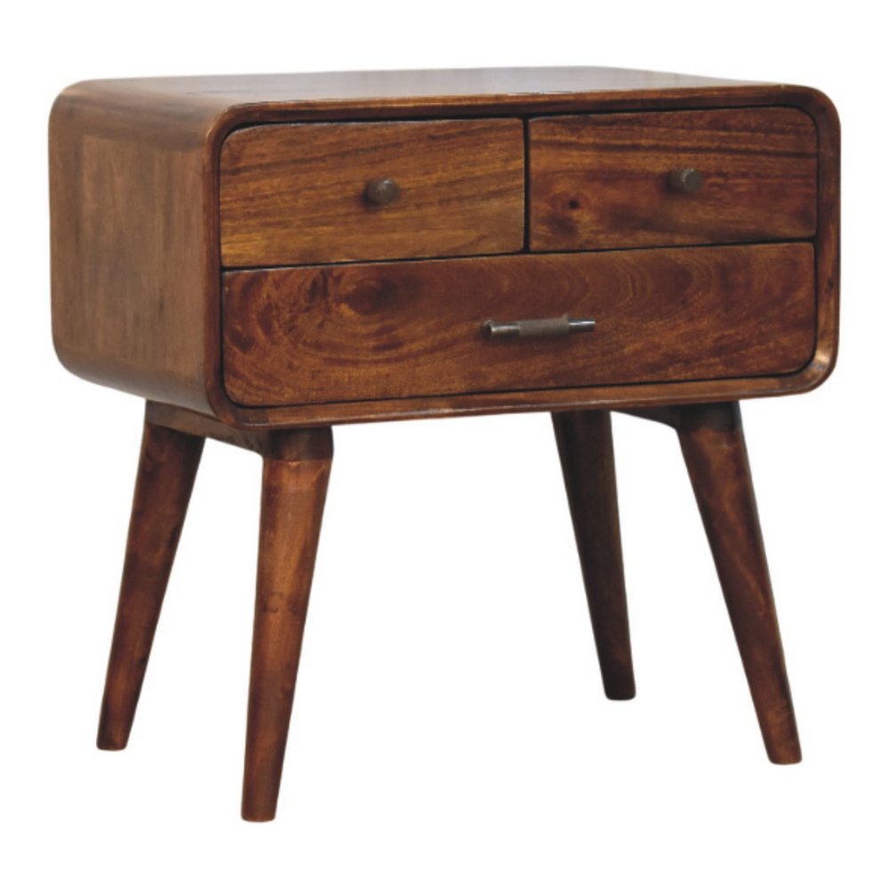 22" Chestnut Solid Wood Three Drawer Nightstand HomeRoots