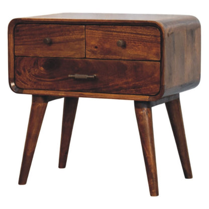 22" Chestnut Solid Wood Three Drawer Nightstand HomeRoots