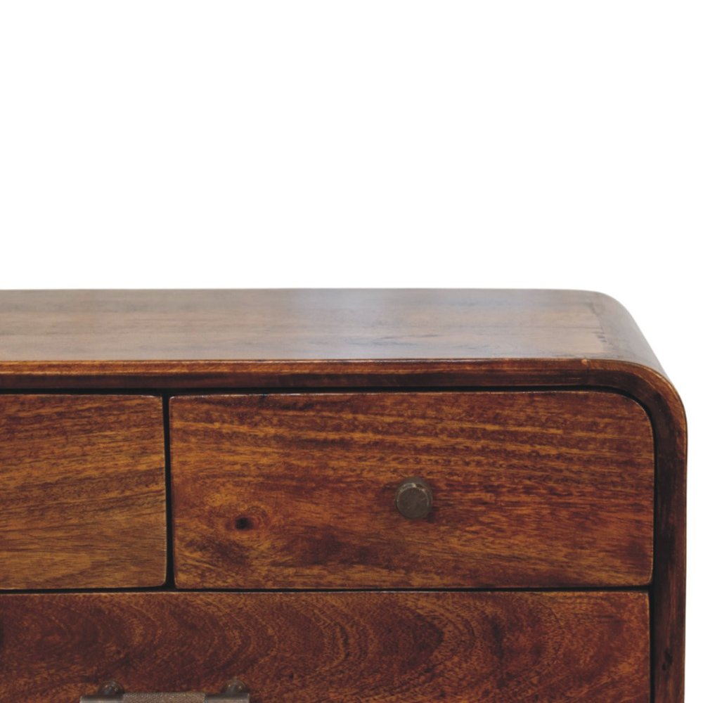 22" Chestnut Solid Wood Three Drawer Nightstand — view 4
