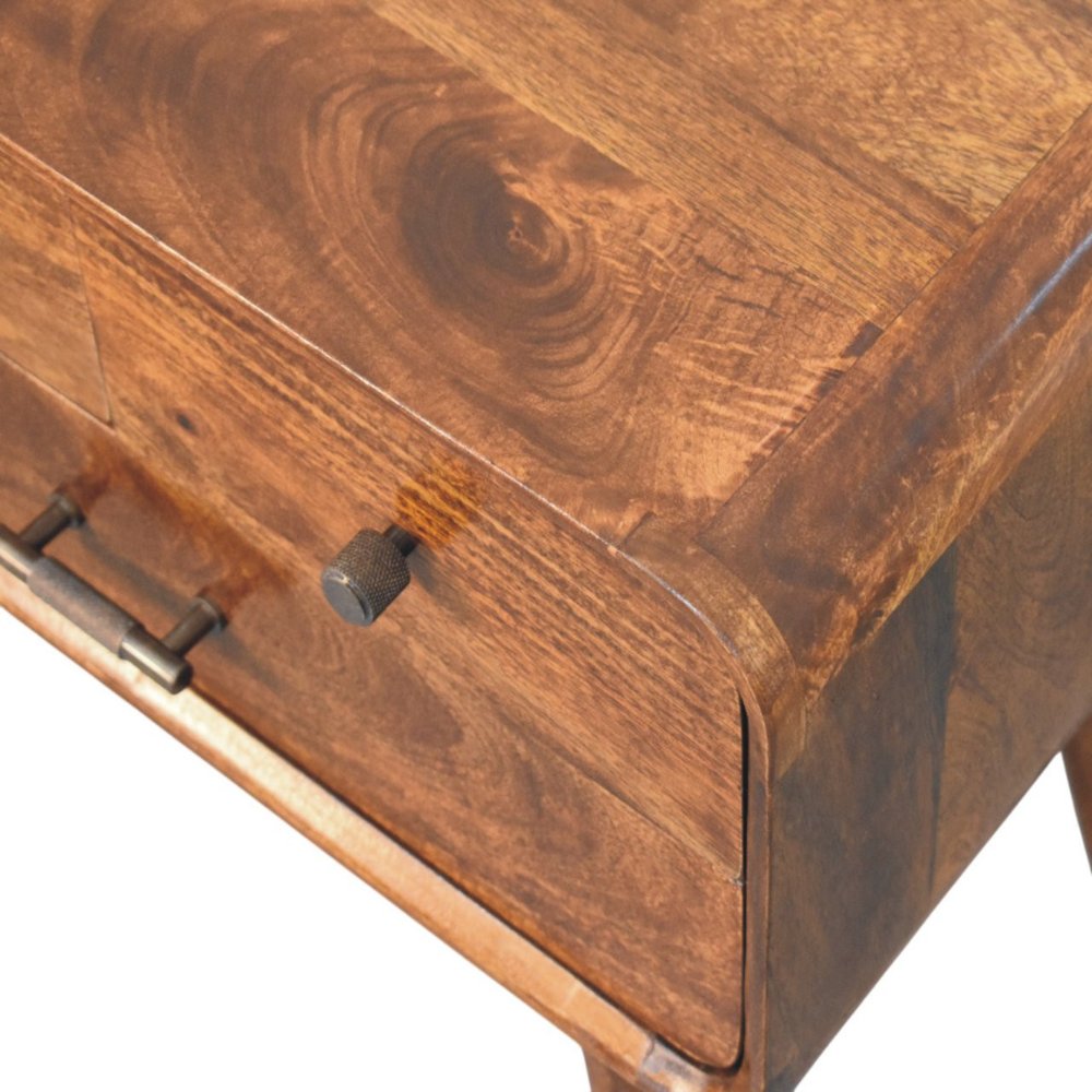 22" Chestnut Solid Wood Three Drawer Nightstand