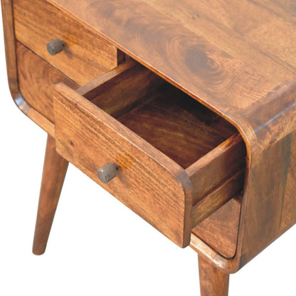 22" Chestnut Solid Wood Three Drawer Nightstand HomeRoots