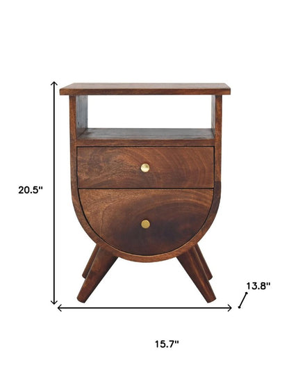 21" Brown Solid Wood Two Drawer Nightstand HomeRoots