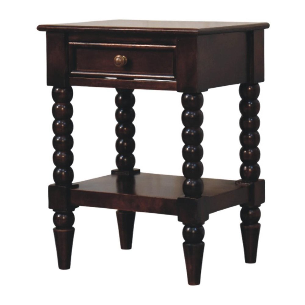 24" Brown Solid Wood One Drawer Nightstand — view 4