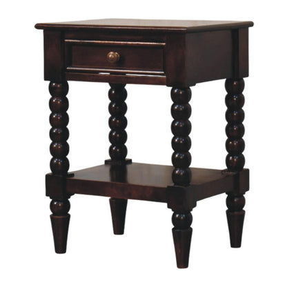 24" Brown Solid Wood One Drawer Nightstand