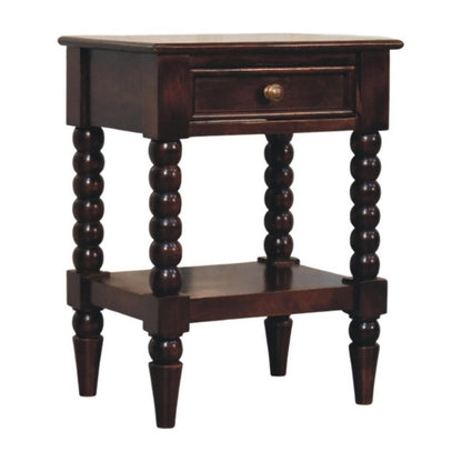 24" Brown Solid Wood One Drawer Nightstand