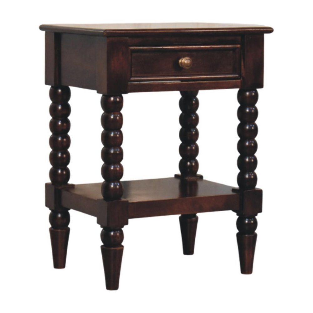 24" Brown Solid Wood One Drawer Nightstand — view 5
