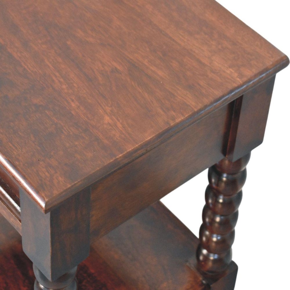 24" Brown Solid Wood One Drawer Nightstand — view 7