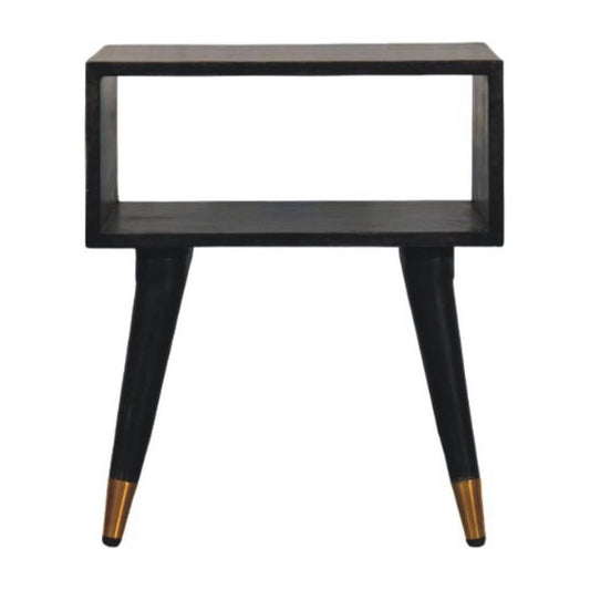 21" Black Solid Wood Nightstand