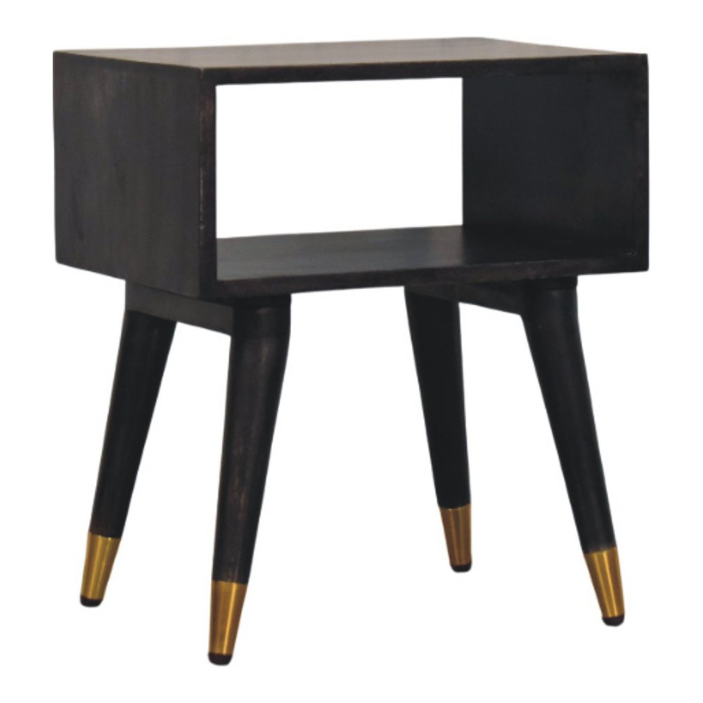 21" Black Solid Wood Nightstand
