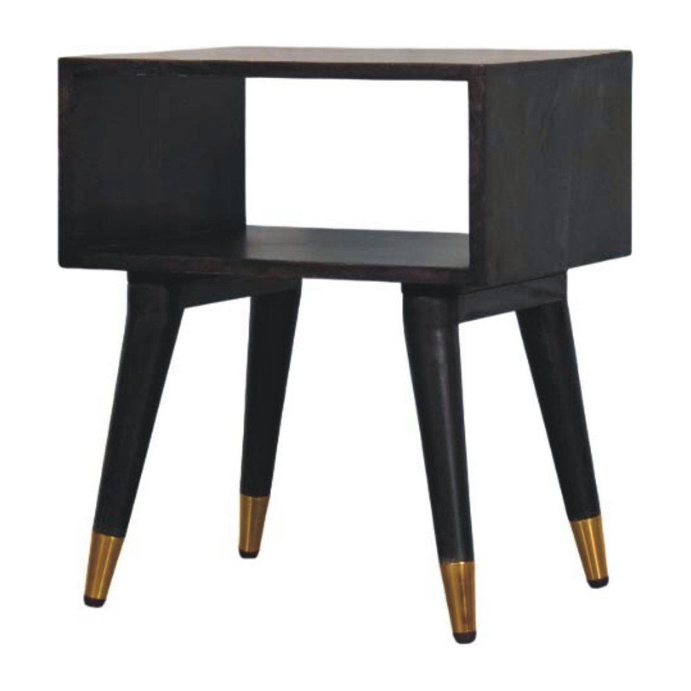 21" Black Solid Wood Nightstand — view 3