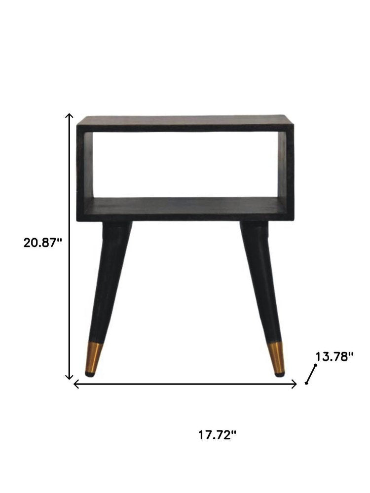 21" Black Solid Wood Nightstand HomeRoots