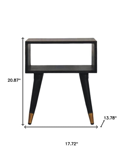 21" Black Solid Wood Nightstand