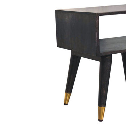 21" Black Solid Wood Nightstand HomeRoots