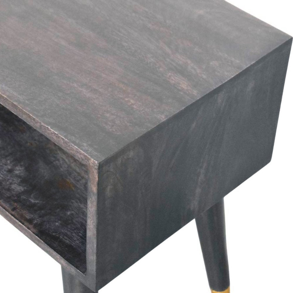 21" Black Solid Wood Nightstand — view 6