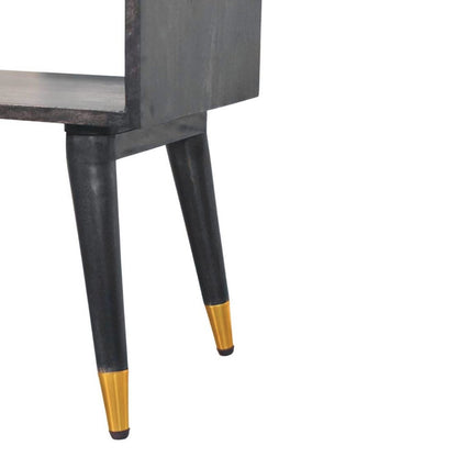 21" Black Solid Wood Nightstand