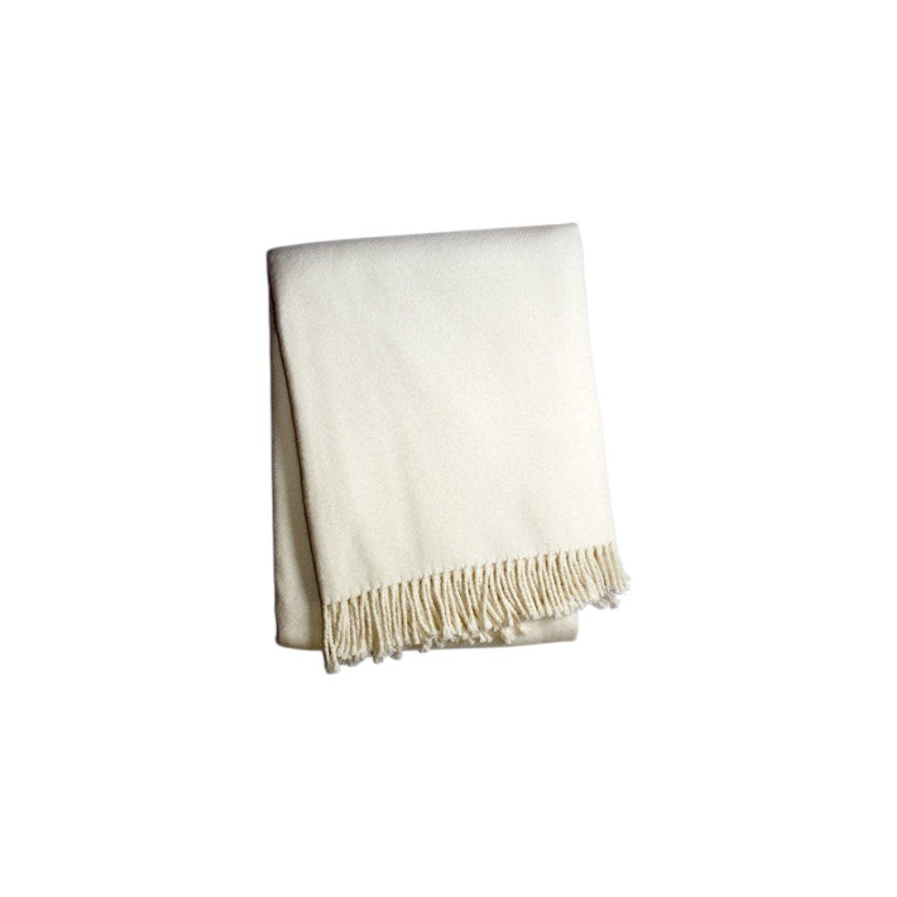 55" X 70" Cream Cotton Blend Plush Throw Blanket with Fringe HomeRoots