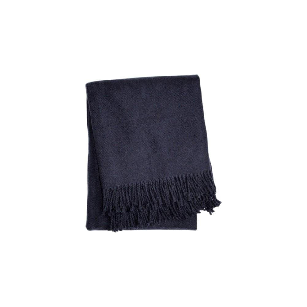 55" X 70" Navy Blue Cotton Blend Plush Throw Blanket with Fringe — view 6