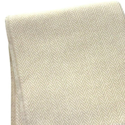 55" X 70" Linen And White Cotton Blend Herringbone Throw Blanket with Fringe HomeRoots