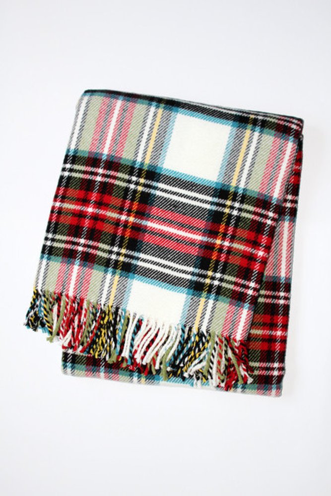 55" X 70" Black Red And White Plaid Cotton Blend Plush Throw Blanket with Fringe HomeRoots