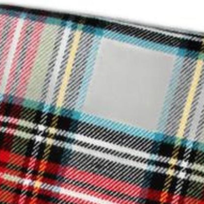 55" X 70" Black Red And White Plaid Cotton Blend Plush Throw Blanket with Fringe HomeRoots