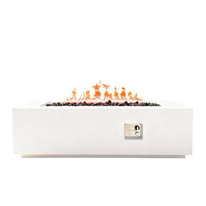 60000 BTU 60" White Magnesium Oxide Propane Rectangular Fire Pit With Cover HomeRoots