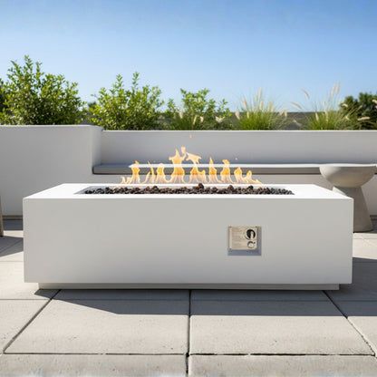 60000 BTU 60" White Magnesium Oxide Propane Rectangular Fire Pit With Cover HomeRoots