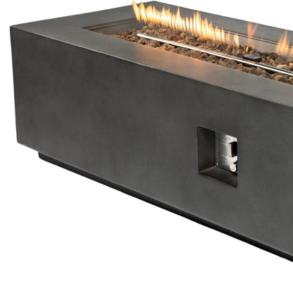 60000 BTU 60" Black Magnesium Oxide Propane Rectangular Fire Pit With Cover HomeRoots