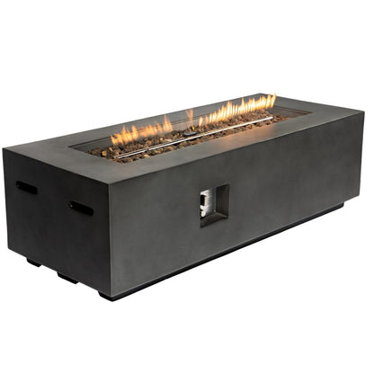 60000 BTU 60" Black Magnesium Oxide Propane Rectangular Fire Pit With Cover HomeRoots