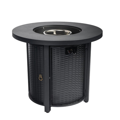 50000 BTU 30" Black Steel Propane Round Fire Pit HomeRoots