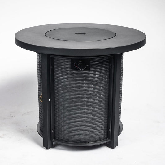 50000 BTU 30" Black Steel Propane Round Fire Pit HomeRoots