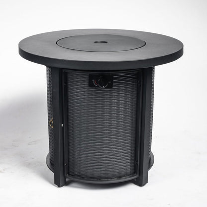 50000 BTU 30" Black Steel Propane Round Fire Pit HomeRoots