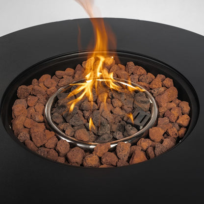 50000 BTU 30" Black Steel Propane Round Fire Pit HomeRoots