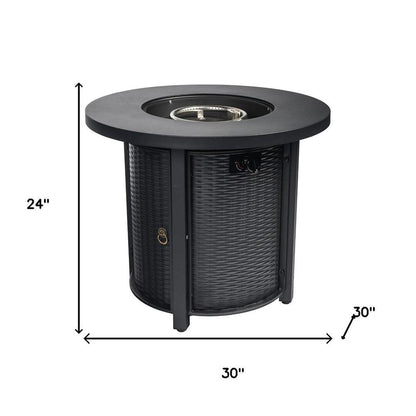 50000 BTU 30" Black Steel Propane Round Fire Pit HomeRoots