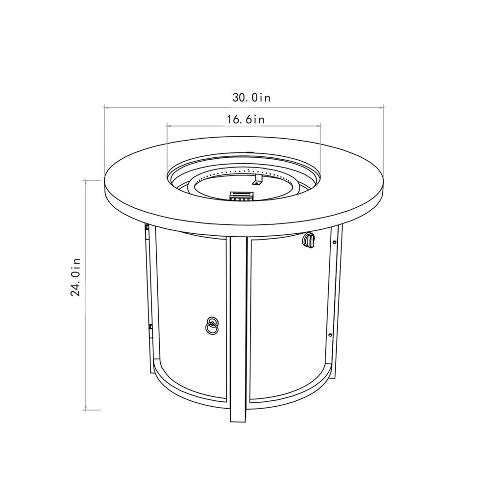 50000 BTU 30" Black Steel Propane Round Fire Pit HomeRoots