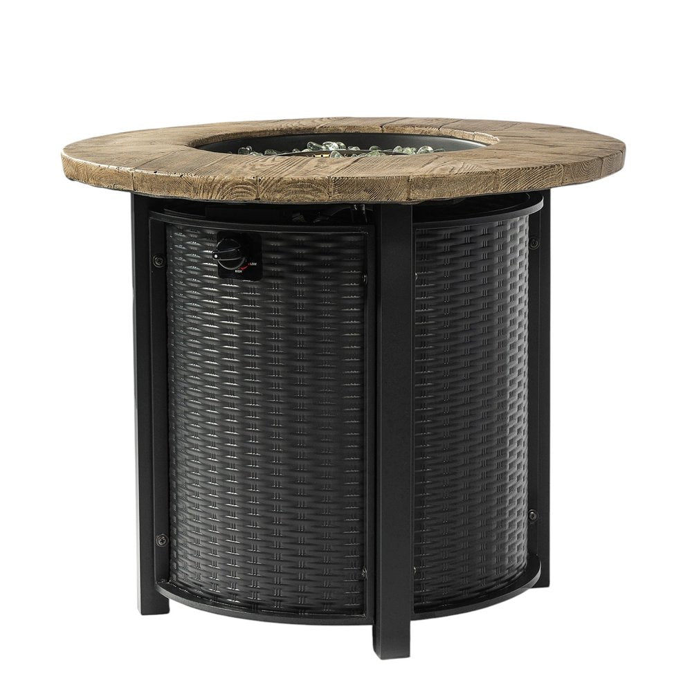50000 BTU 30" Black And Brown Steel Propane Round Fire Pit HomeRoots