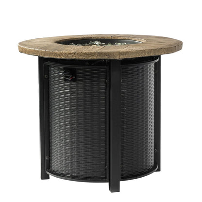 50000 BTU 30" Black And Brown Steel Propane Round Fire Pit HomeRoots