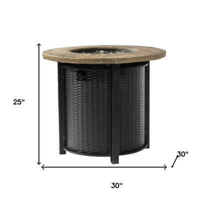 50000 BTU 30" Black And Brown Steel Propane Round Fire Pit HomeRoots