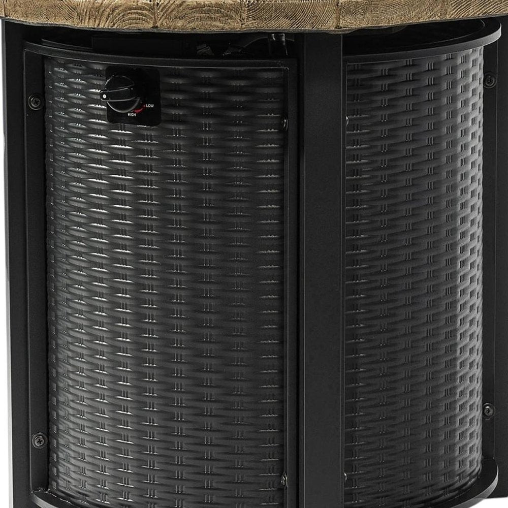50000 BTU 30" Black And Brown Steel Propane Round Fire Pit HomeRoots